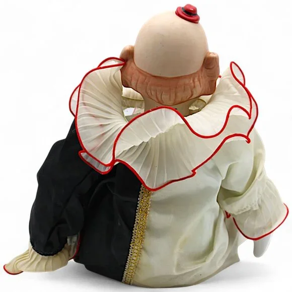 Dynasty Doll Collection Pierrot Clown Doll With Red Trim & Pom-Poms - Picture 3 of 7